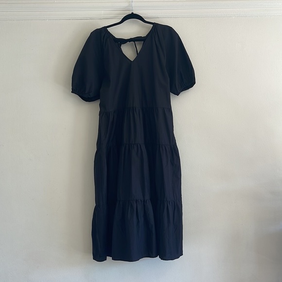 C & A Premium Black Midi Poplin Dress | Size Large | Prima Cotton - Picture 4 of 11